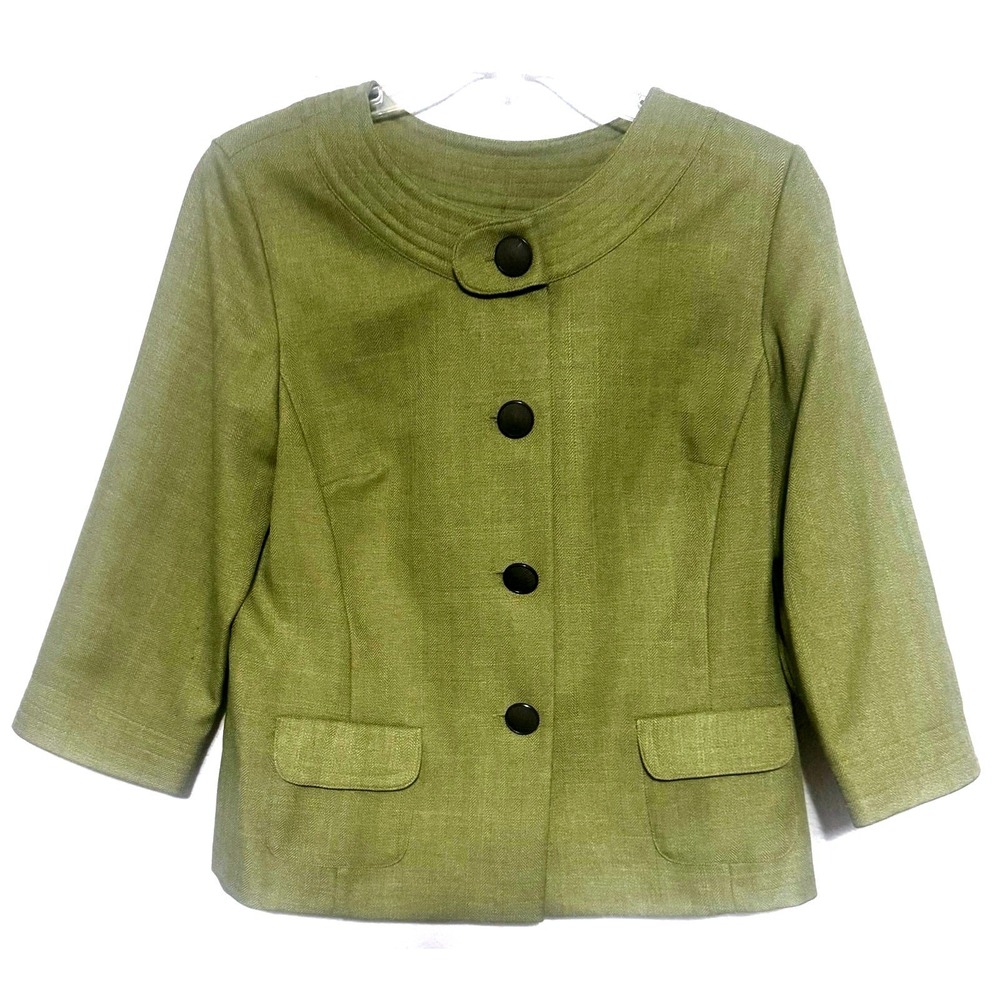 Perceptions Women's Green Jacket Sz 14 Casual Work‎ Wear High neckline